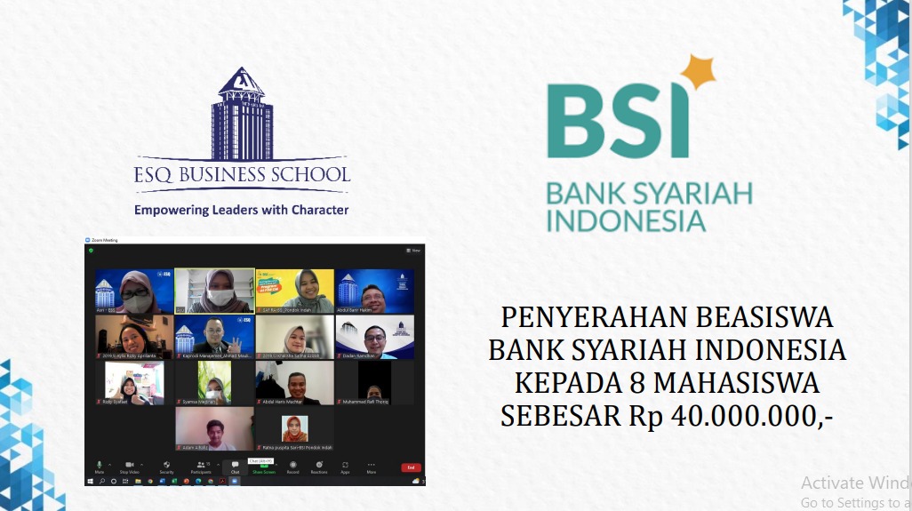 Amazing! Bank Syariah Indonesia Bagikan Beasiswa Sebesar 40 Juta Rupiah untuk Mahasiswa ESQ Business School